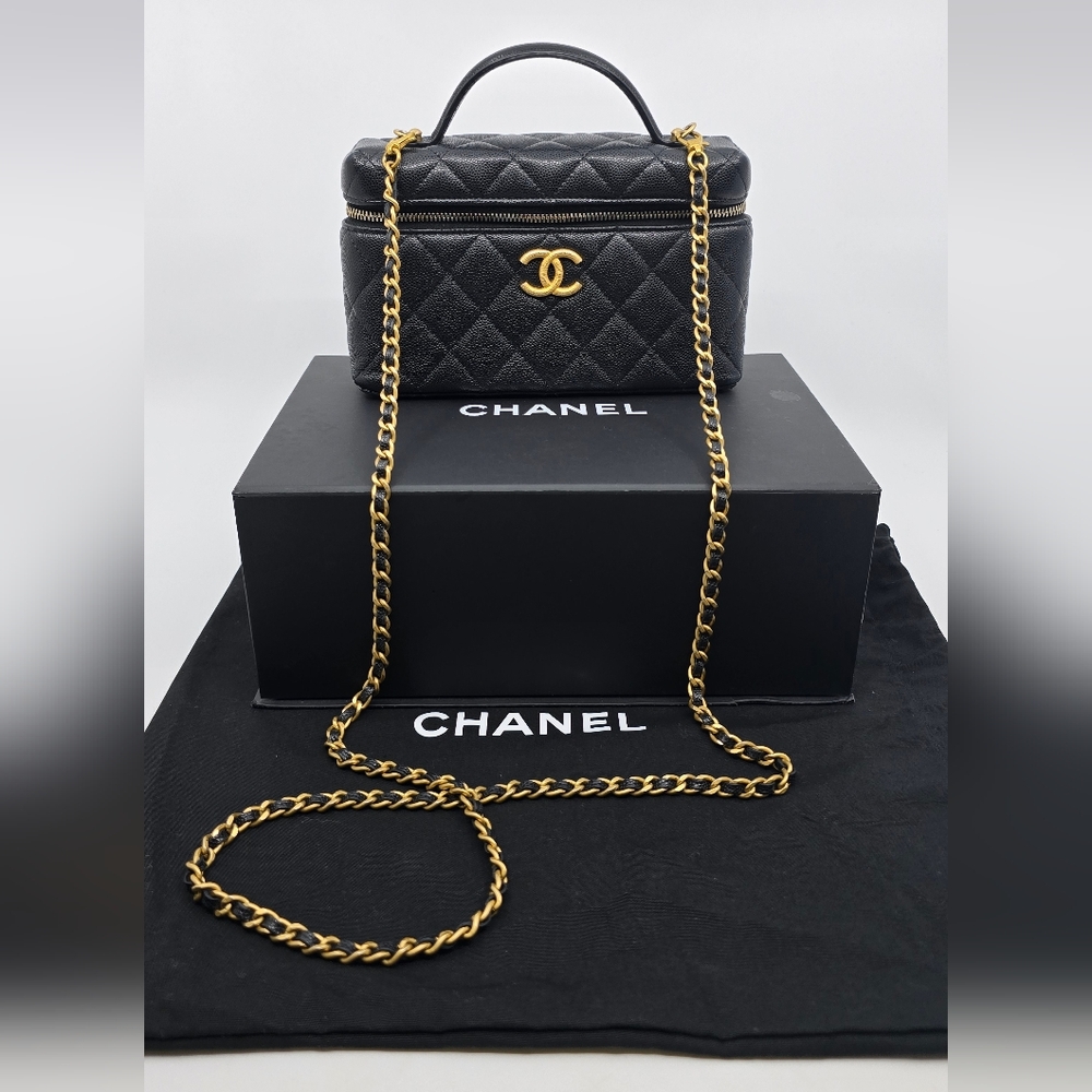 Chanel Top Handle Long Vanity Case Cavier